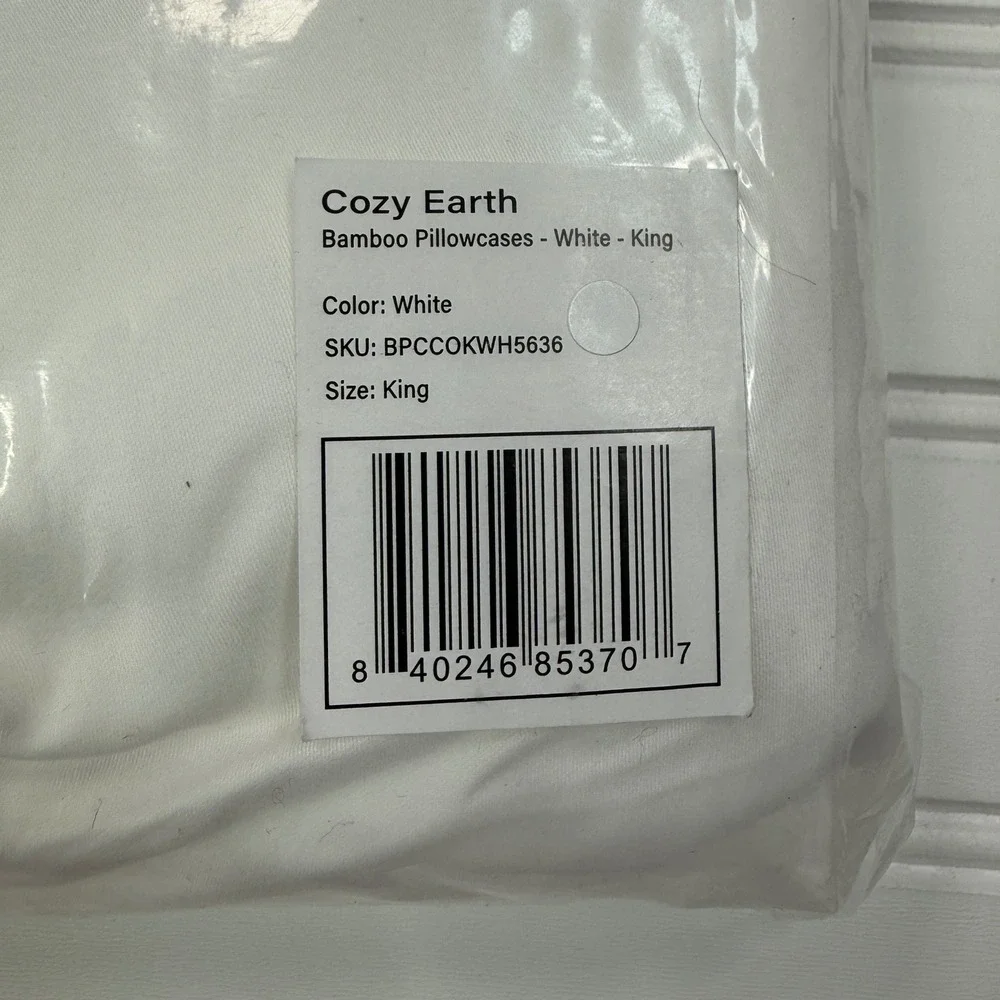 Cozy Earth Unisex King Pillowcases White Bamboo Viscose Luxury NWT